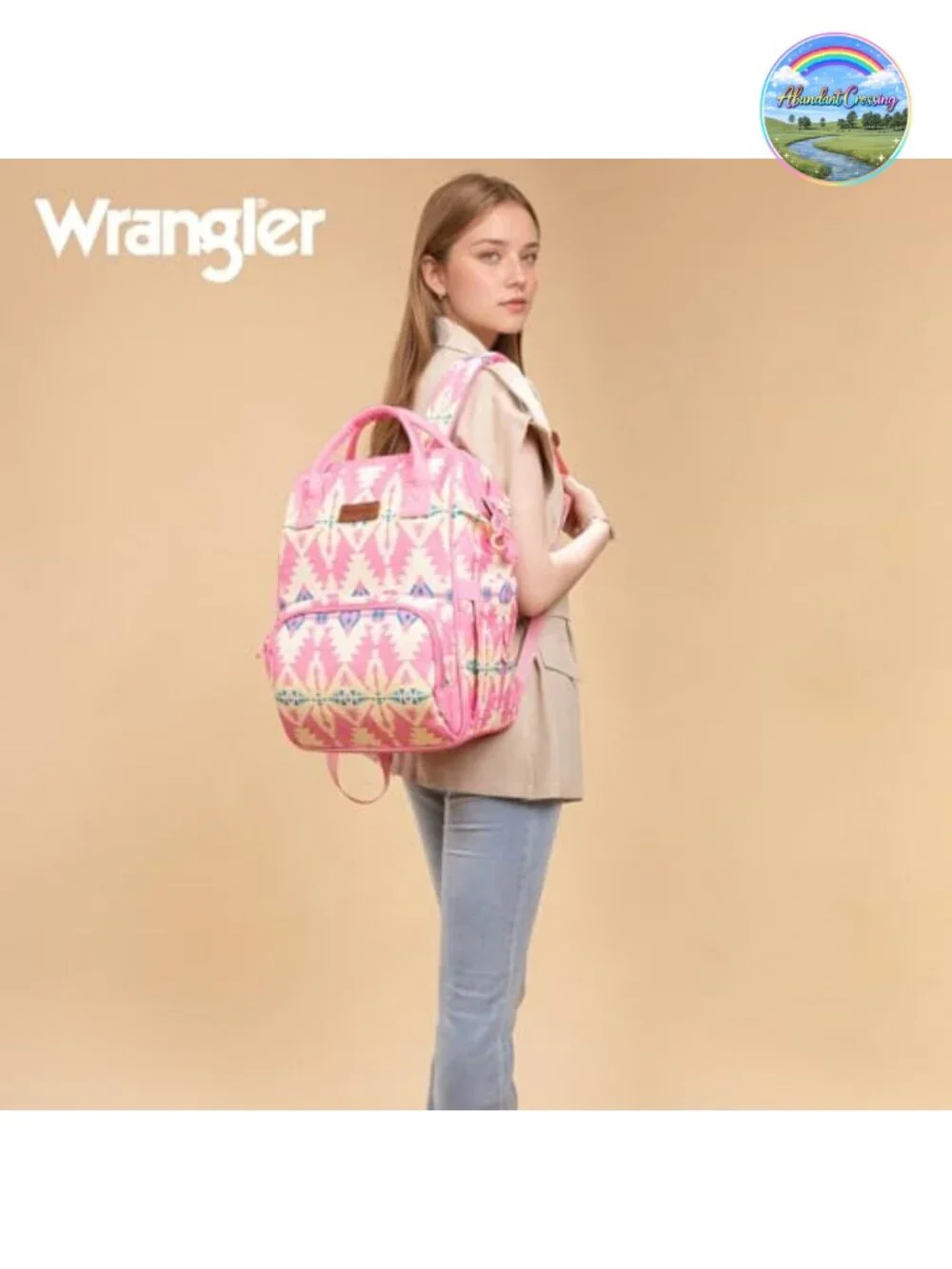 Diaper Bag Backpack with Stroller Straps Western Pattern Multifunction Baby